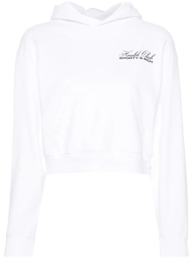 Sporty & Rich logo-print cotton hoodie - White Cover