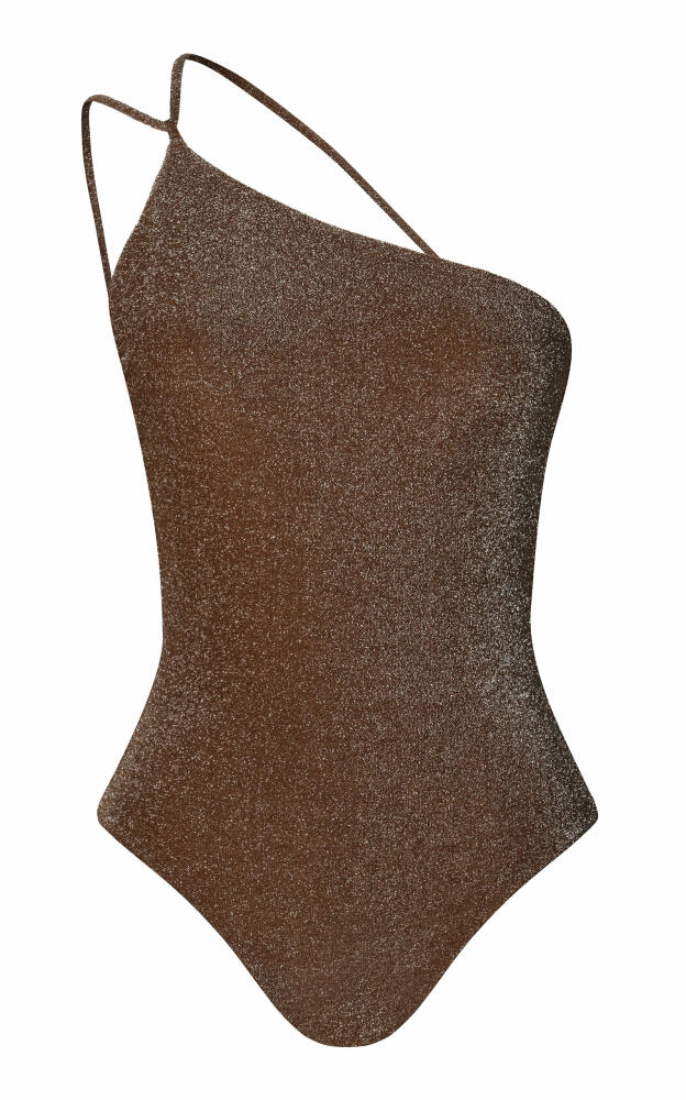 Johanna Ortiz - Fire Glittered Asymmetric One-Piece Swimsuit - Brown Cover