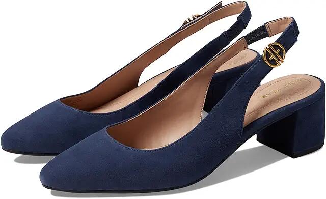 Cole Haan The Go-To Slingback Pump 45 mm (Navy Blazer Suede) Women's Shoes Cover