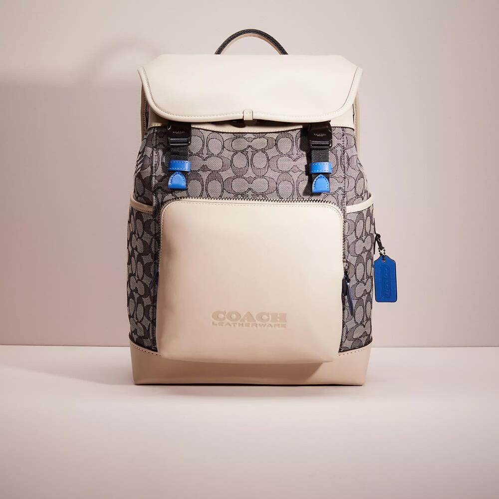 Coach Restored League Flap Backpack In Signature Jacquard Cover