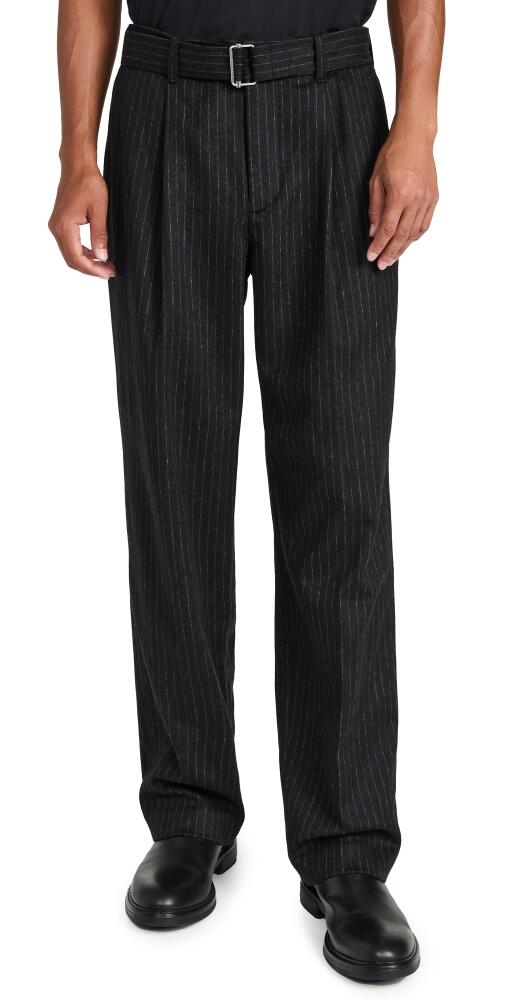 SIMKHAI Elvis Pleated Pull on Trousers Charcoal Pinstripe Cover