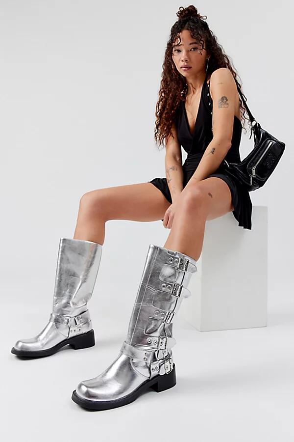 Azalea Wang Buckled Up Moto Boot in Silver Cover