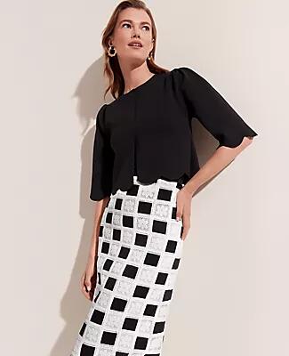 Ann Taylor Patchwork Crochet Midi Pencil Skirt Cover