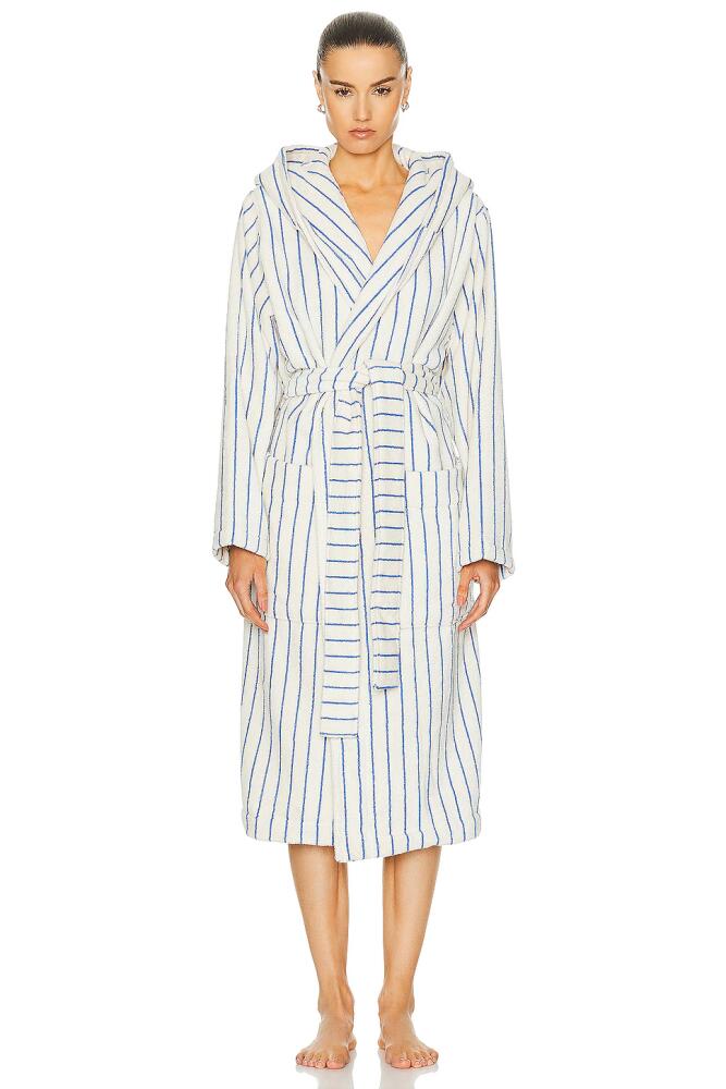 Tekla Hooded Stripe Bathrobe in White Cover