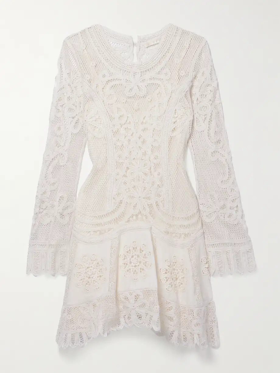 LoveShackFancy - Lulita Crocheted Cotton-blend Mini Dress - White Cover