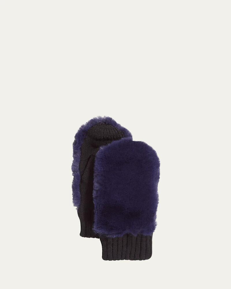 Surell Accessories Faux-Fur Knit Mittens Cover