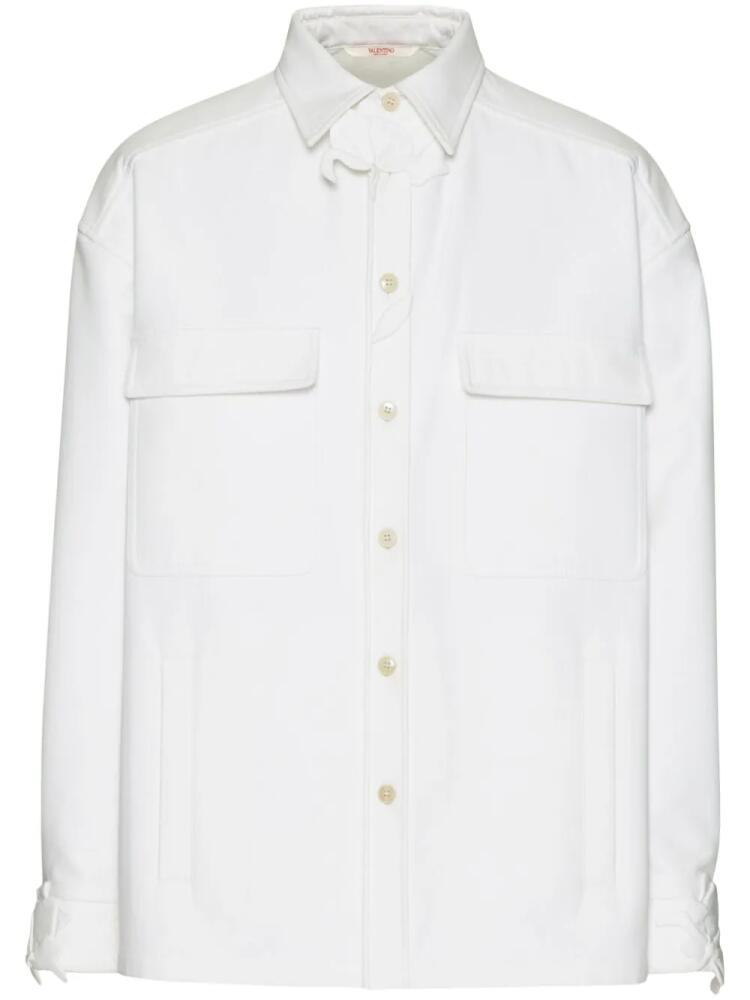 Valentino Garavani flower-appliqué cotton shirt jacket - White Cover