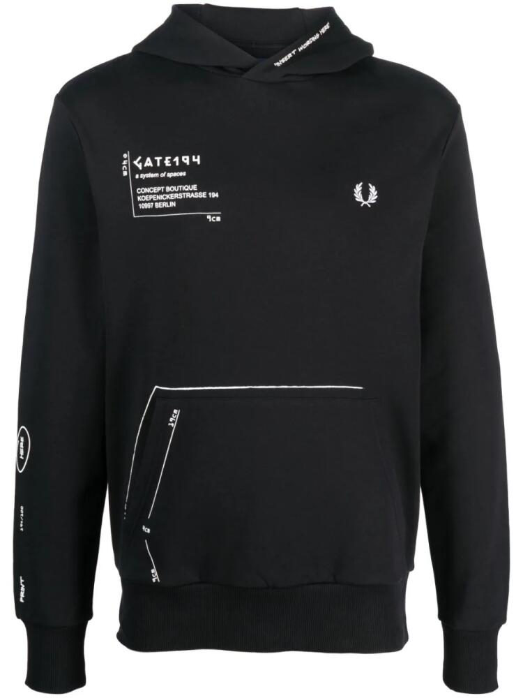 Fred Perry x GATE194 signature-print hoodie - Black Cover