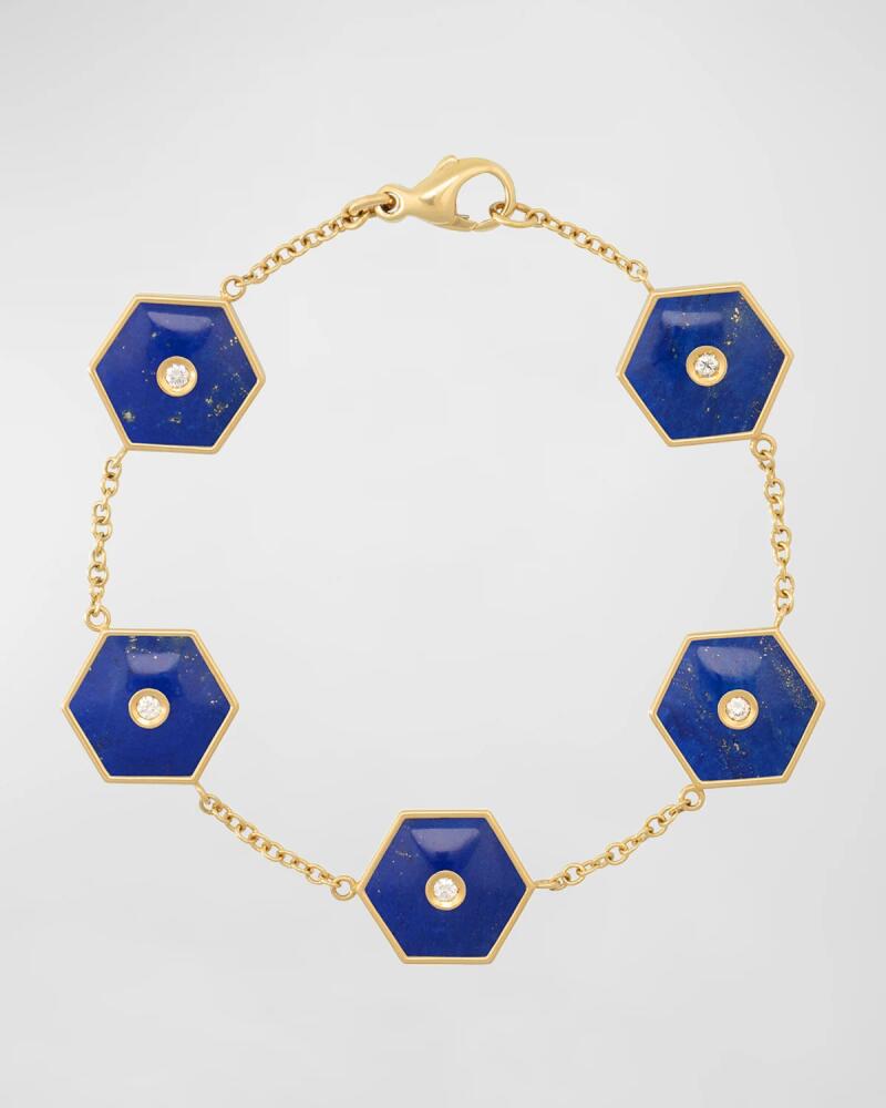 Miseno Baia Sommersa 18K Yellow Gold Bracelet with White Diamonds and Lapis Cover