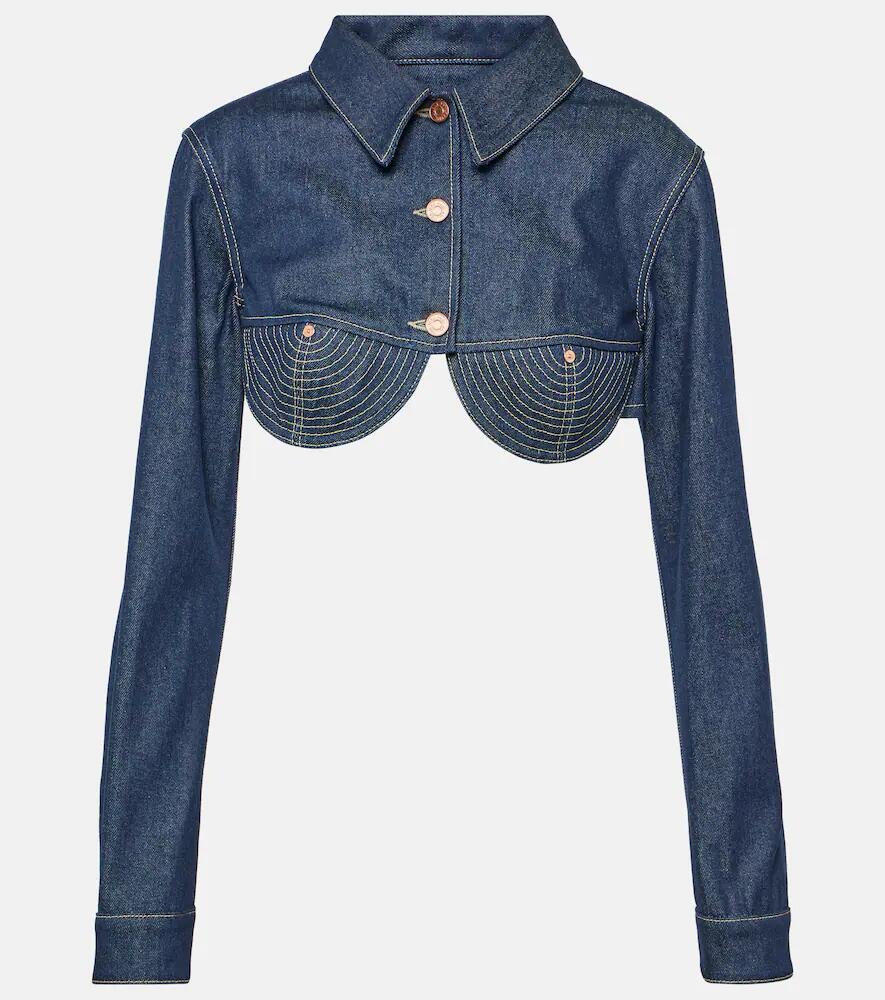 Jean Paul Gaultier Cropped denim bustier jacket Cover