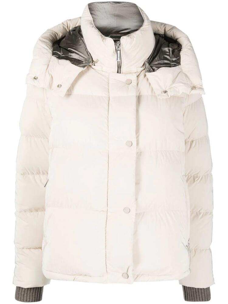 Moorer zip-up padded down jacket - Neutrals Cover