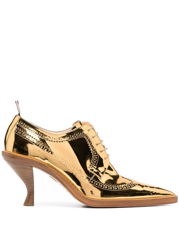 Thom Browne metallic longwing brogues with sculpted heel - Gold Cover