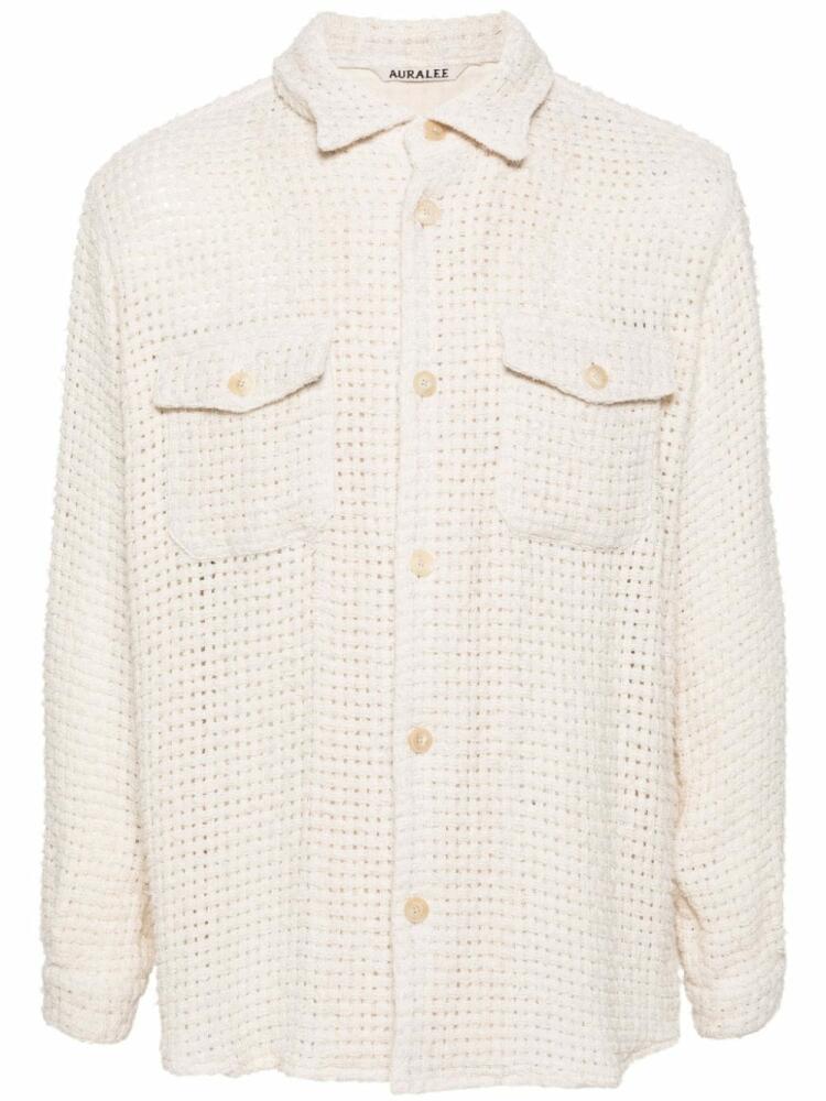 Auralee long-sleeve tweed shirt - Neutrals Cover