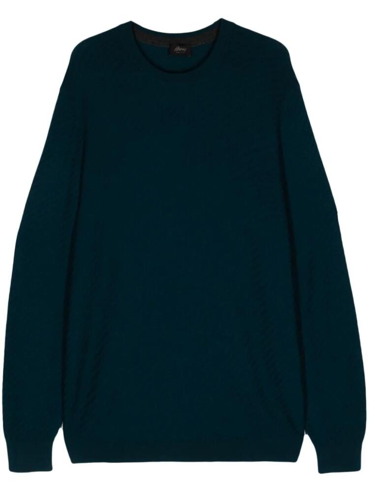 Brioni round-neck chevron-knit jumper - Blue Cover