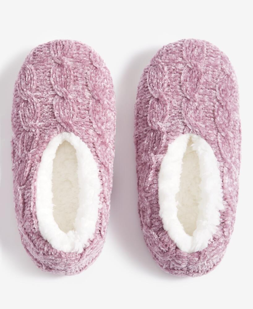 Charter Club Women's Cable Chenille Ped Slipper Socks, Created for Macy's - Peri Plum Cover