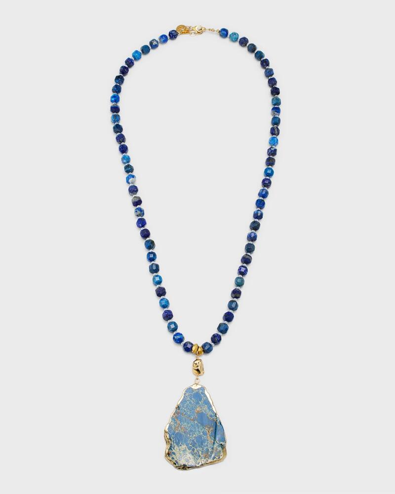 Devon Leigh Long Lapis Blue Pendant Necklace Cover