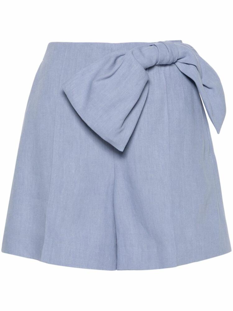 Chloé bow-detailed high-rise shorts - Blue Cover