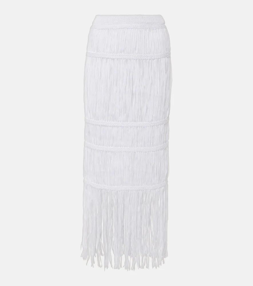 Simkhai Yarra fringed cotton midi skirt Cover