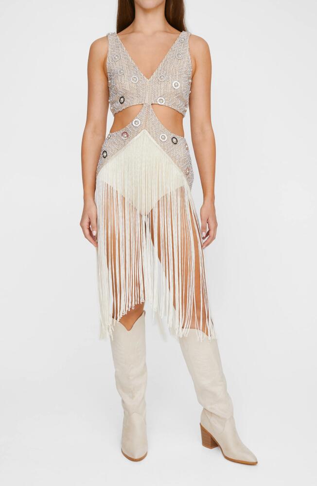 NASTY GAL Embellished Side Cutout Bodysuit in Beige Cover