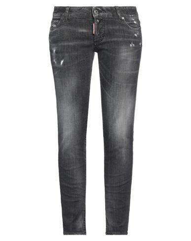 Dsquared2 Woman Jeans Black Cotton, Elastomultiester, Elastane, Calfskin Cover