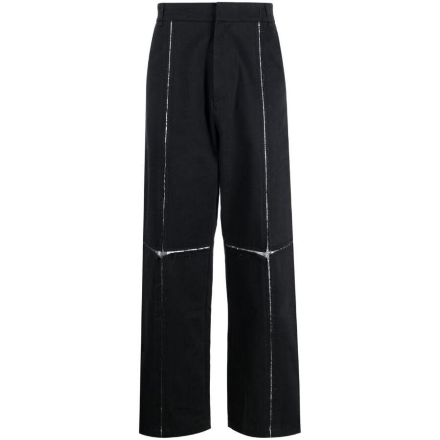 Bluemarble Mens Black Metallic-Detail Wide-Leg Trousers Cover