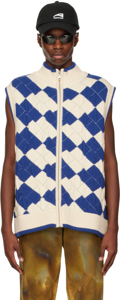 ADER error Blue & White Tenit Vest Cover