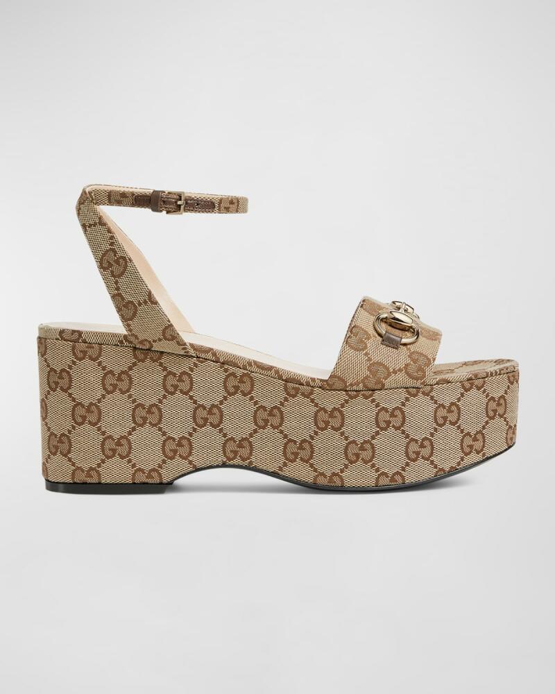 Gucci Lady GG Canvas Bit Platform Sandals Cover