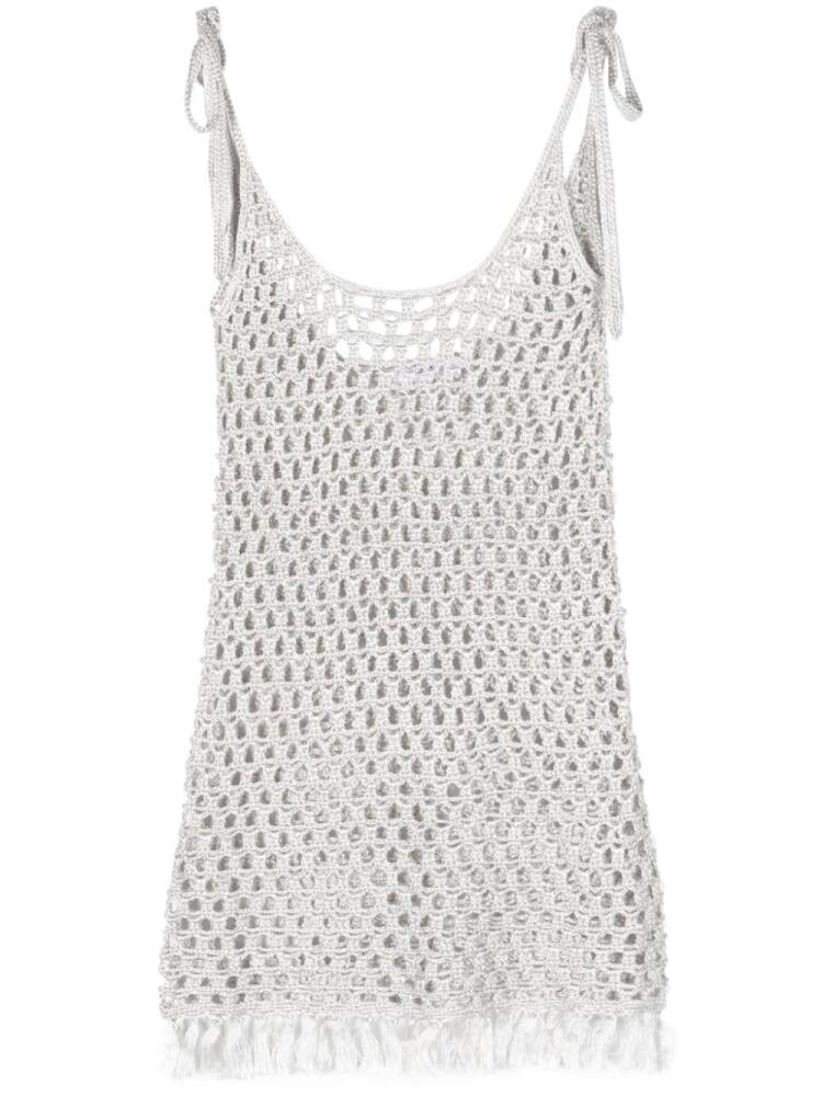 Marysia lurex open-knit minidress - Silver Cover