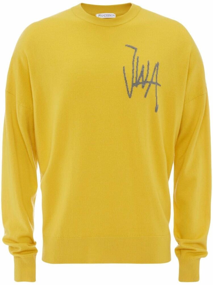 JW Anderson logo-embroidered jumper - Yellow Cover