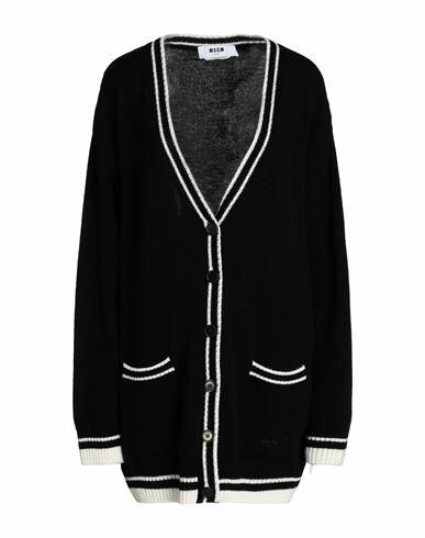 Msgm Woman Cardigan Black Wool, Mohair wool Cover