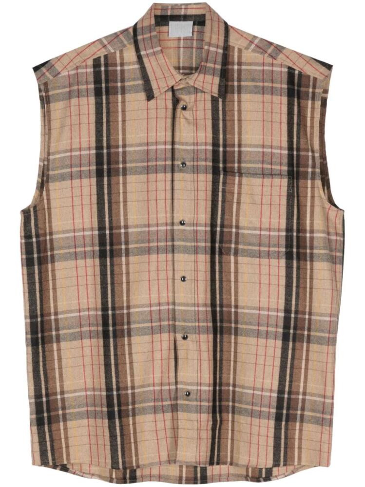 VTMNTS tarta-check flannel sleeveless shirt - Neutrals Cover