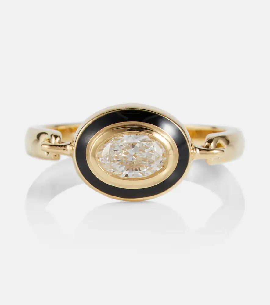 Melissa Kaye Lenox Reign 18kt gold ring with enamel and diamonds Cover