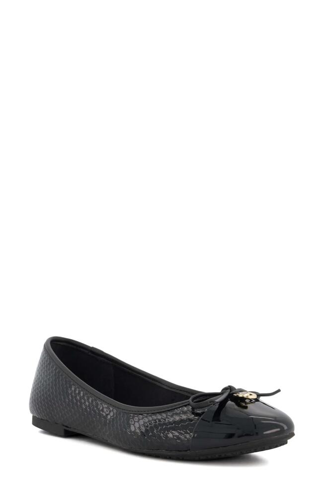 Dune London Hallo Snake Embossed Ballet Flat in Black Cover