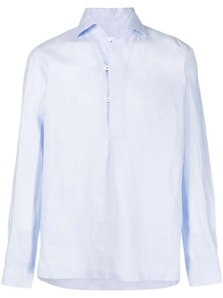 Doppiaa spread-collar linen shirt - Blue Cover