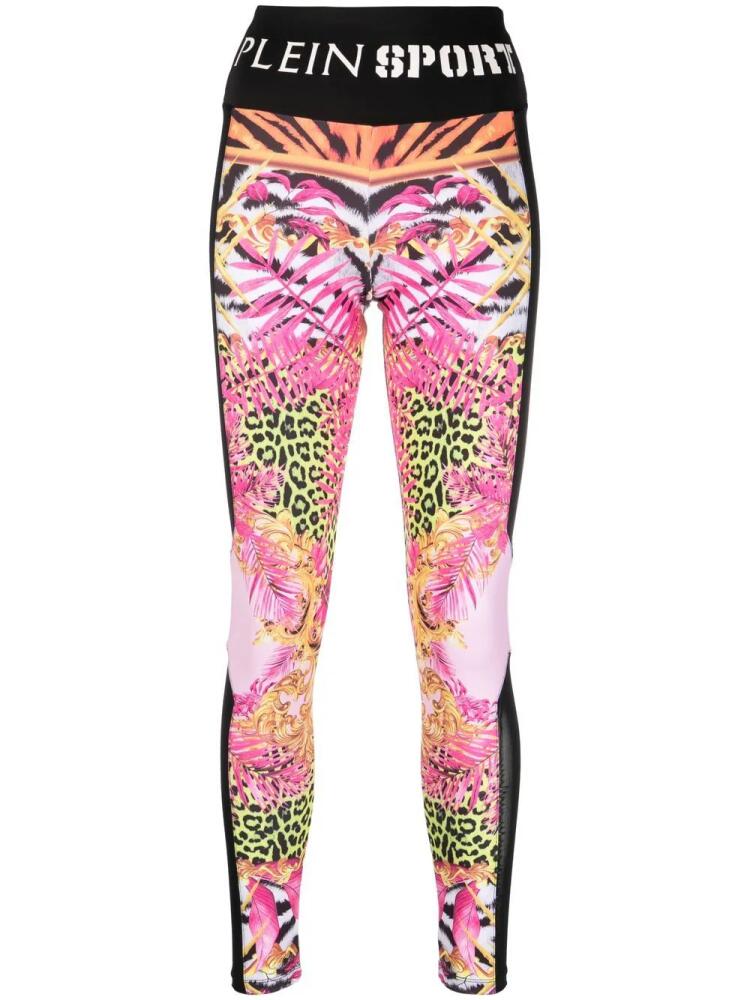 Plein Sport floral-print jogging leggings - Black Cover