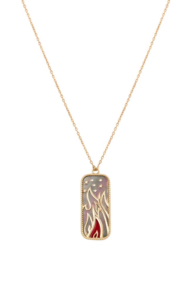 L'Atelier Nawbar Elements of Love Fire Pendant Necklace in Black Pearl/Red Coral Cover