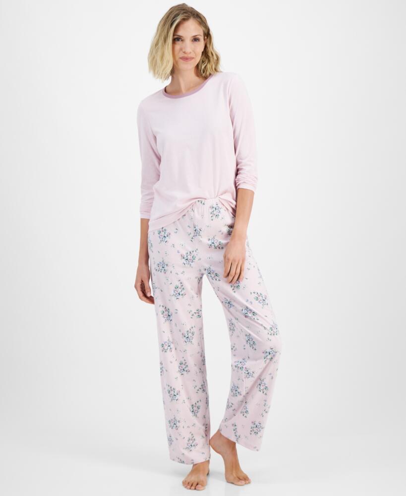 Charter Club Women's 2-Pc. Long-Sleeve Pajamas Set, Created for Macy's - Small Bouquet Pink Cover