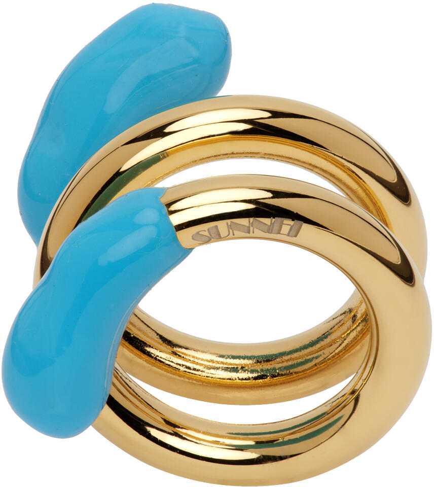 SUNNEI Gold & Blue Double Fusillo Ring Cover