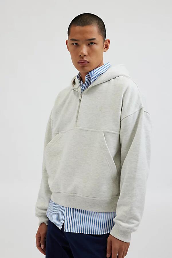 Standard Cloth Javier Half Zip Cropped Hoodie Sweatshirt in Light Grey Cover