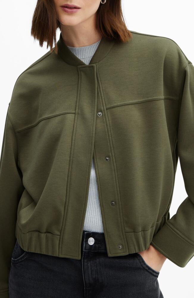 MANGO Seamed Knit Bomber Jacket in Khaki Cover