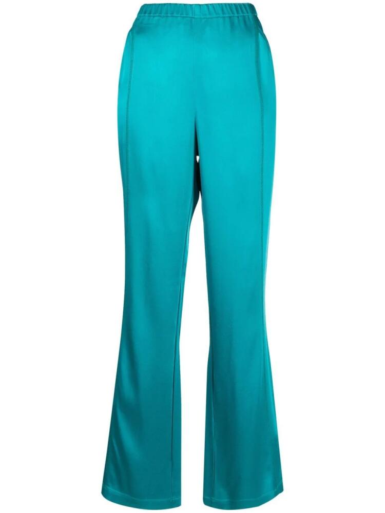 Atlein high-waisted flared satin trousers - Blue Cover