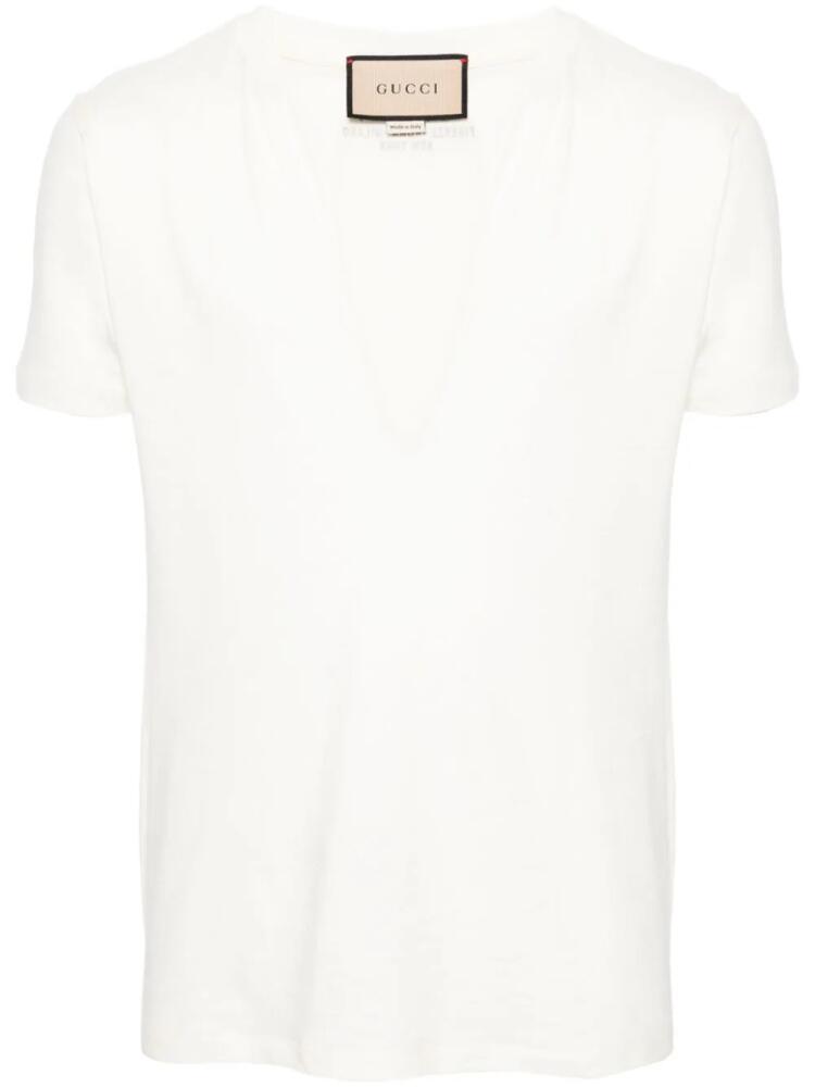 Gucci split-neck cotton T-shirt - White Cover