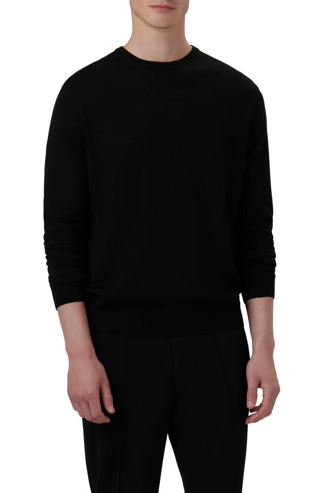 Bugatchi Merino Wool Crewneck Sweater in Caviar Cover