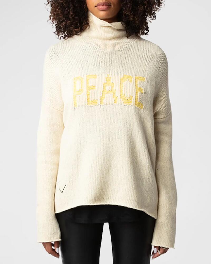 Zadig & Voltaire Almy Peace Intarsia Wool Turtleneck Sweater Cover