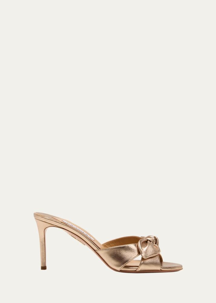 Aquazzura Very Bow Metallic Slide Sandals Cover