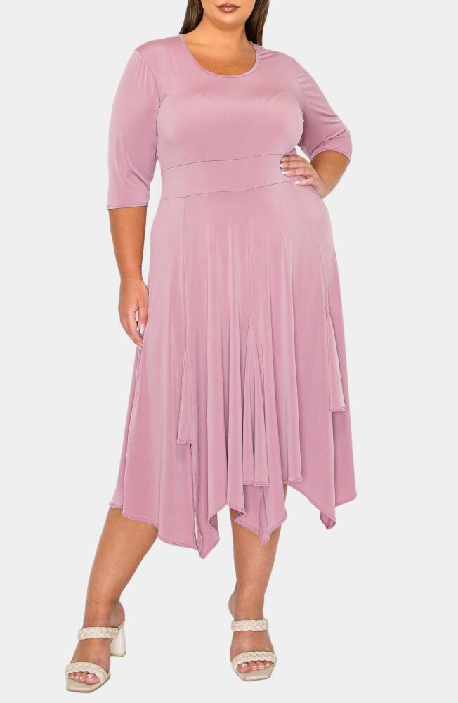 L I V D Shay Handkerchief Hem Midi Dress in Mauve Cover