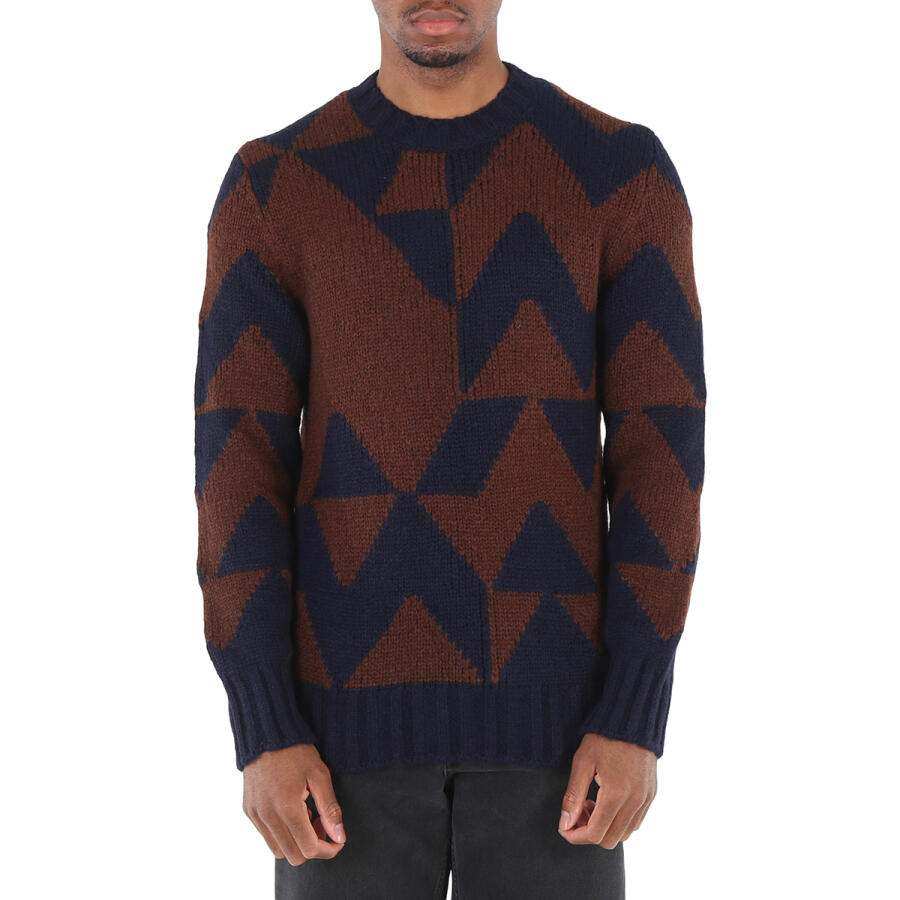 Moncler Mens Geometric Pattern Knitted Crewneck Sweater Cover