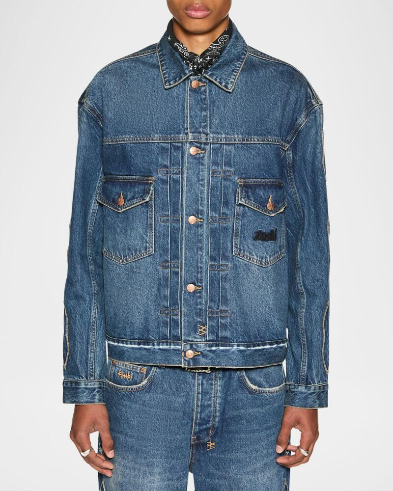 Ksubi Men's Oh G Roped Double Down Denim Jacket Cover