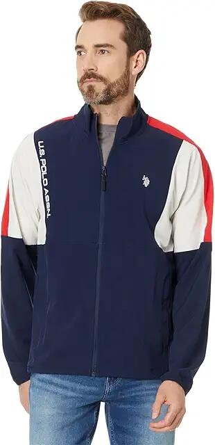 U.S. POLO ASSN. USPA Stretch Woven Cut Panel Full Zip Jacket (Classic Navy) Men's Jacket Cover