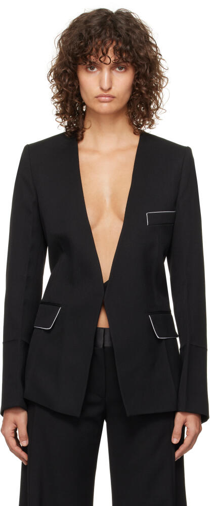 Victoria Beckham Black Shrunken Collarless Blazer Cover